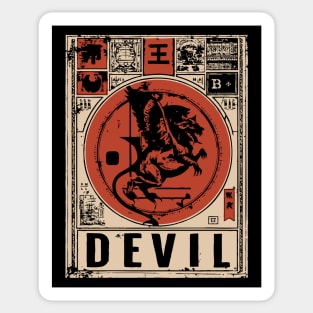 Devil Warrior Poster - Vintage Mythical Demon Battle Art Sticker
